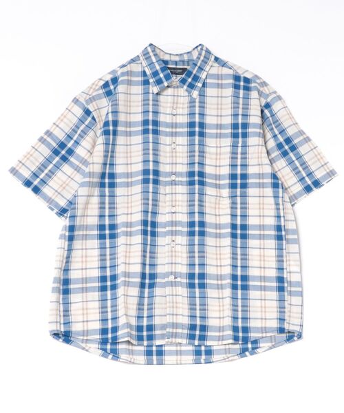 BACK NUMBER(バックナンバー)の「【BACK NUMBER】カラミ織りチェック半袖シャツ(シャツ/ブラウス・メンズ・グリーン/ブラック/ブルー・M/L/XL/S)」の3枚目の写真