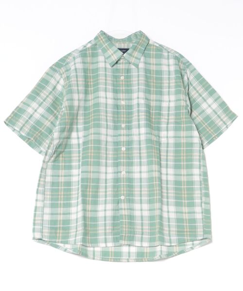 BACK NUMBER(バックナンバー)の「【BACK NUMBER】カラミ織りチェック半袖シャツ(シャツ/ブラウス・メンズ・グリーン/ブラック/ブルー・M/L/XL/S)」の2枚目の写真