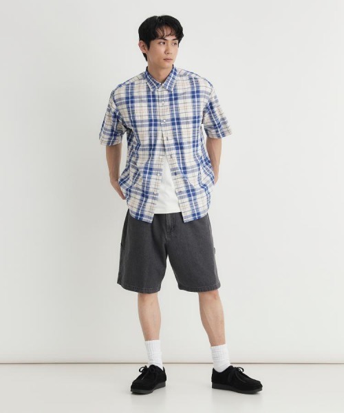 BACK NUMBER(バックナンバー)の「BACK NUMBER(バックナンバー)カラミ織りチェック半袖シャツ(シャツ/ブラウス・メンズ・グリーン/ブラック/ブルー・M/L/XL/S)」の19枚目の写真