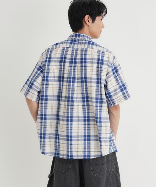 BACK NUMBER(バックナンバー)の「BACK NUMBER(バックナンバー)カラミ織りチェック半袖シャツ(シャツ/ブラウス・メンズ・グリーン/ブラック/ブルー・M/L/XL/S)」の18枚目の写真