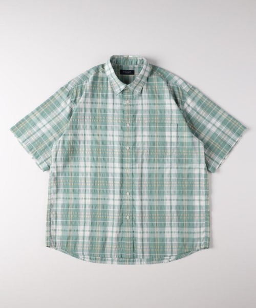 BACK NUMBER(バックナンバー)の「BACK NUMBER(バックナンバー)カラミ織りチェック半袖シャツ(シャツ/ブラウス・メンズ・グリーン/ブラック/ブルー・M/L/XL/S)」の16枚目の写真
