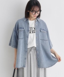 Right-on | HONEYSUCKLE ROSE(ハニーサックルローズ)【レディース】ケミカル加工ワーク半袖シャツ/セットアップ対応(シャツ/ブラウス)