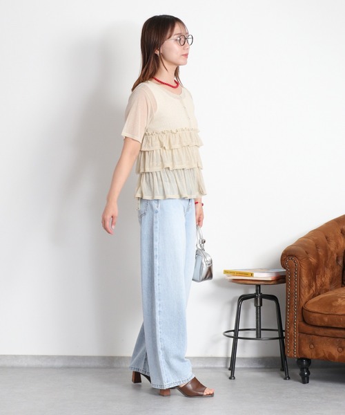 cepo(セポ)の「暑い夏を乗り切る、快適デニム〈接触冷感 / UVカット〉ICE リネンロールウエストストレートデニムパンツ(デニムパンツ・レディース・ブルー系3/ブルー系2/オフホワイト・L/M/S)」の16枚目の写真