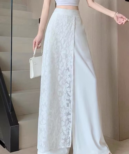 AsheKsha（アシクシャ）の「レース切り替えハイウエストワイドパンツ（その他パンツ・レディース・ホワイト・F）」の19枚目の写真