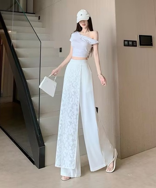 AsheKsha（アシクシャ）の「レース切り替えハイウエストワイドパンツ（その他パンツ・レディース・ホワイト・F）」の16枚目の写真