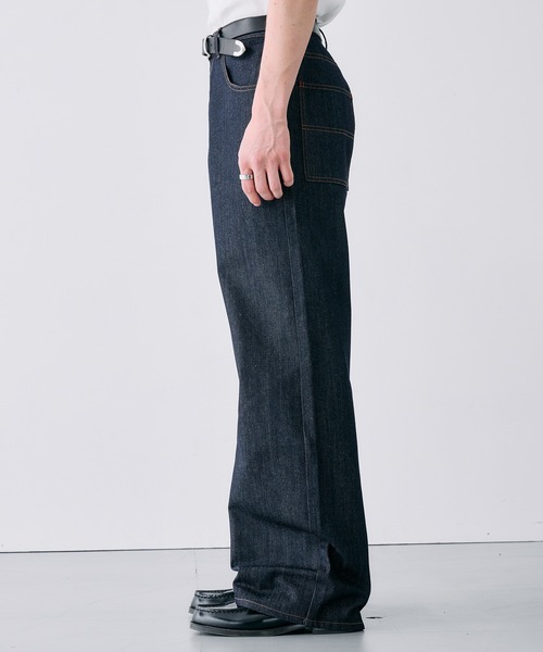 Adoon plain(アドーンプレーン)の「CONTRAST TACK SKIM STRAIGHT DENIM / スリムストレートリジットデニムパンツ(デニムパンツ・メンズ・ブラック/インディゴブルー・MEDIUM/SMALL/LARGE)」の20枚目の写真