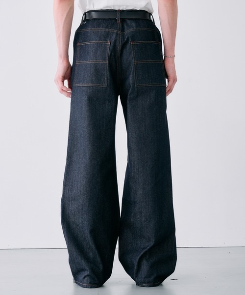 Adoon plain(アドーンプレーン)の「CONTRAST TACK SKIM STRAIGHT DENIM / スリムストレートリジットデニムパンツ(デニムパンツ・メンズ・ブラック/インディゴブルー・MEDIUM/SMALL/LARGE)」の21枚目の写真
