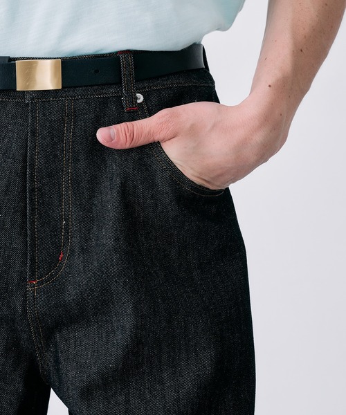 Adoon plain(アドーンプレーン)の「CONTRAST TACK SKIM STRAIGHT DENIM / スリムストレートリジットデニムパンツ(デニムパンツ・メンズ・ブラック/インディゴブルー・MEDIUM/SMALL/LARGE)」の13枚目の写真