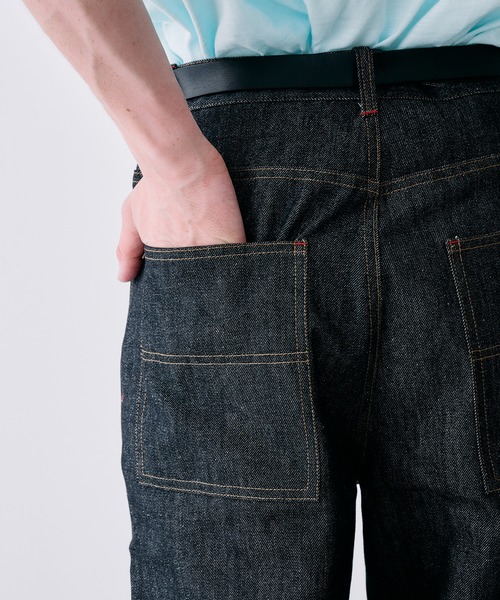 Adoon plain(アドーンプレーン)の「CONTRAST TACK SKIM STRAIGHT DENIM / スリムストレートリジットデニムパンツ(デニムパンツ・メンズ・ブラック/インディゴブルー・MEDIUM/SMALL/LARGE)」の14枚目の写真