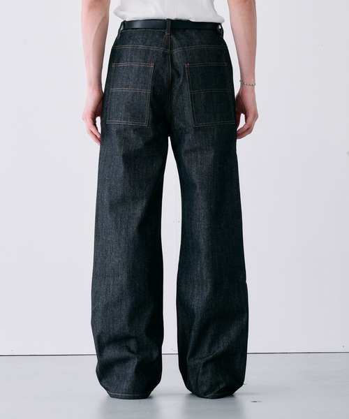 Adoon plain(アドーンプレーン)の「CONTRAST TACK SKIM STRAIGHT DENIM / スリムストレートリジットデニムパンツ(デニムパンツ・メンズ・ブラック/インディゴブルー・MEDIUM/SMALL/LARGE)」の10枚目の写真