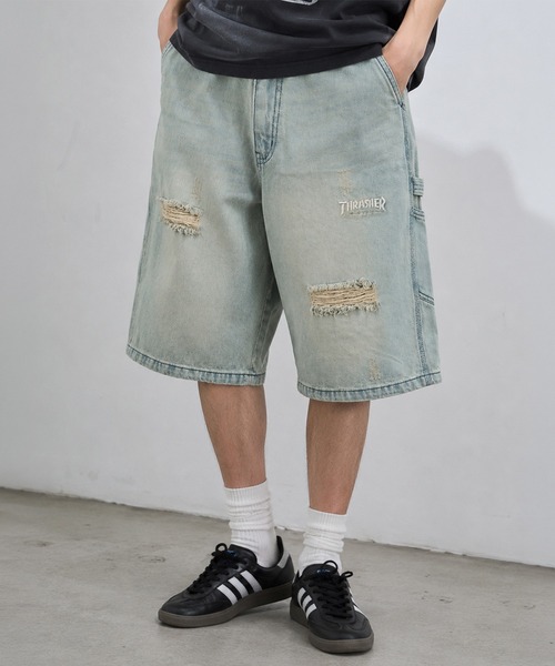 THRASHER(スラッシャー)の「【78】【THRASHER/スラッシャー】ロゴワンポイント刺繍 デニム ペインター ショートパンツ ピスネーム付き(デニムパンツ・メンズ・ブラック系その他3/ワンウォッシュ/ブラック/ブルー/ブラック系その他2/ブラック系その他/ライトブルー・M/XL/L)」の5枚目の写真