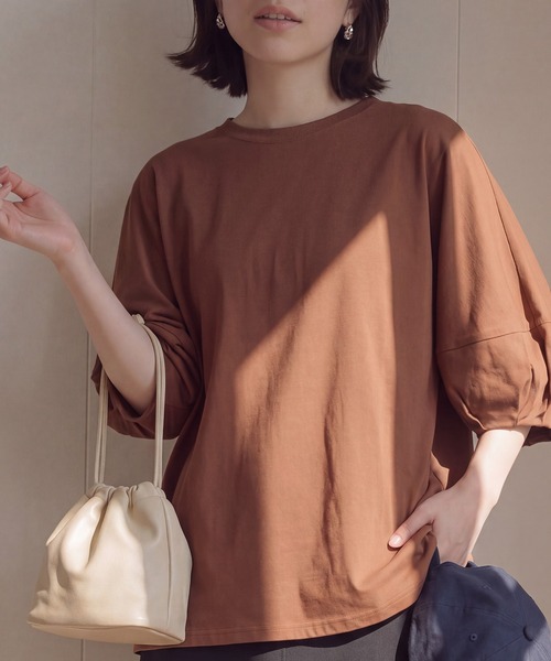 SETUP7（セットアップセブン）の「【SETUP7】ボリューム袖プルオーバー SPD（Tシャツ/カットソー・レディース・チャコールグレー/ホワイト/ブラック/ライトピンク/ライトブラウン/ブラック系その他2/ライトベージュ/オレンジ・FREE）」の13枚目の写真