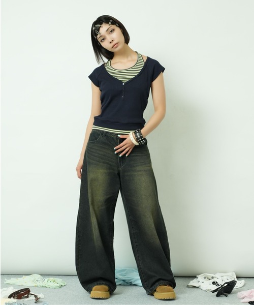 sedacle girl(セダクルガール)の「ホルターネックレイヤードヘンリーT(Tシャツ/カットソー・レディース・ブラック/ネイビー/グレー・MEDIUM/SMALL)」の7枚目の写真