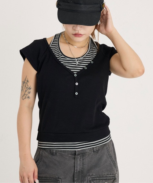 sedacle girl(セダクルガール)の「ホルターネックレイヤードヘンリーT(Tシャツ/カットソー・レディース・ブラック/ネイビー/グレー・MEDIUM/SMALL)」の22枚目の写真