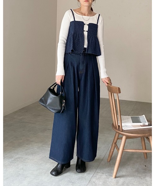 She's Closet(シーズクローゼット)の「ショート丈ペプラムデニムビスチェキャミソール(ベスト・レディース・ブルー/ライトブルー/ネイビー・FREE)」の18枚目の写真