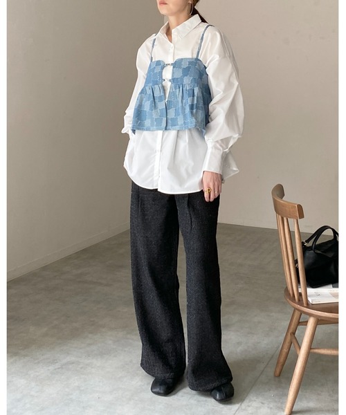She's Closet(シーズクローゼット)の「ショート丈ペプラムデニムビスチェキャミソール(ベスト・レディース・ブルー/ライトブルー/ネイビー・FREE)」の15枚目の写真