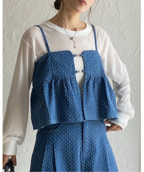 She's Closet(シーズクローゼット)の「ショート丈ペプラムデニムビスチェキャミソール(ベスト・レディース・ブルー/ライトブルー/ネイビー・FREE)」の11枚目の写真