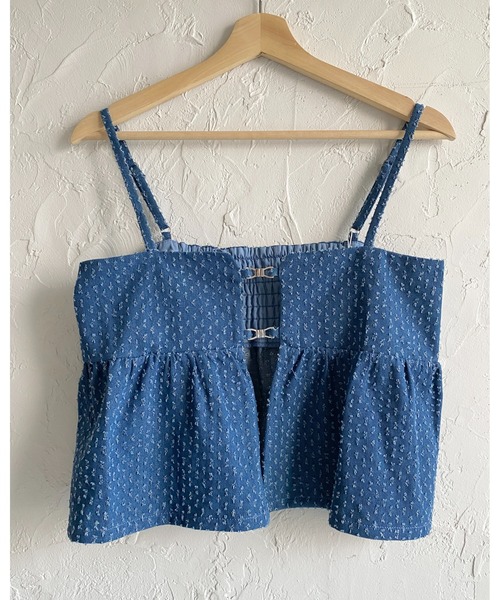 She's Closet(シーズクローゼット)の「ショート丈ペプラムデニムビスチェキャミソール(ベスト・レディース・ブルー/ライトブルー/ネイビー・FREE)」の6枚目の写真