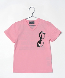 CHUBBYGANG | メガネプリント　5分袖VネックTシャツ(Tシャツ/カットソー)