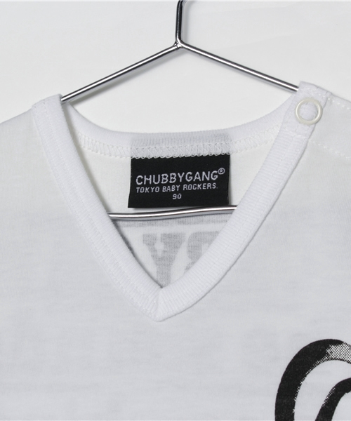 CHUBBYGANG（チャビーギャング）の「メガネプリント　5分袖VネックTシャツ（Tシャツ/カットソー・キッズ・ピンク/ホワイト/ブラック・110/130/120/100/90/80）」の5枚目の写真