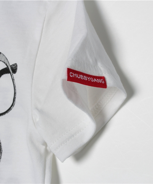 CHUBBYGANG（チャビーギャング）の「メガネプリント　5分袖VネックTシャツ（Tシャツ/カットソー・キッズ・ピンク/ホワイト/ブラック・110/130/120/100/90/80）」の7枚目の写真