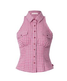 CHECK SLEEVELESS SHIRT