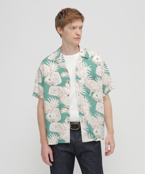 AVIREX(アヴィレックス)の「ALOHA SHIRT”PIN-UP&PINEAPPLE" / アロハシャツ ピンナップ パイナップル / AVIREX / アヴィレックス(シャツ/ブラウス・メンズ・ダークブラウン/エメラルド・XX-LARGE/X-LARGE/LARGE/MEDIUM)」の5枚目の写真