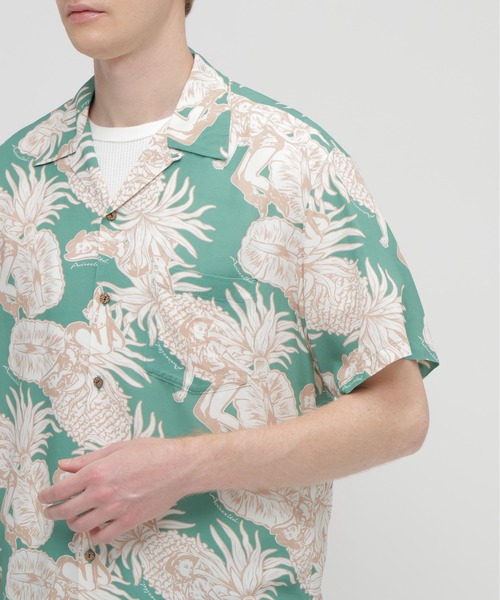 AVIREX(アヴィレックス)の「ALOHA SHIRT”PIN-UP&PINEAPPLE" / アロハシャツ ピンナップ パイナップル / AVIREX / アヴィレックス(シャツ/ブラウス・メンズ・ダークブラウン/エメラルド・XX-LARGE/X-LARGE/LARGE/MEDIUM)」の10枚目の写真