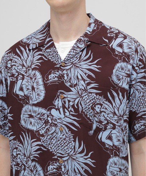 AVIREX(アヴィレックス)の「ALOHA SHIRT”PIN-UP&PINEAPPLE" / アロハシャツ ピンナップ パイナップル / AVIREX / アヴィレックス(シャツ/ブラウス・メンズ・ダークブラウン/エメラルド・XX-LARGE/X-LARGE/LARGE/MEDIUM)」の18枚目の写真