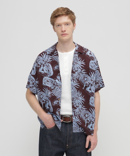 AVIREX(アヴィレックス)の「ALOHA SHIRT”PIN-UP&PINEAPPLE" / アロハシャツ ピンナップ パイナップル / AVIREX / アヴィレックス(シャツ/ブラウス・メンズ・ダークブラウン/エメラルド・XX-LARGE/X-LARGE/LARGE/MEDIUM)」の21枚目の写真