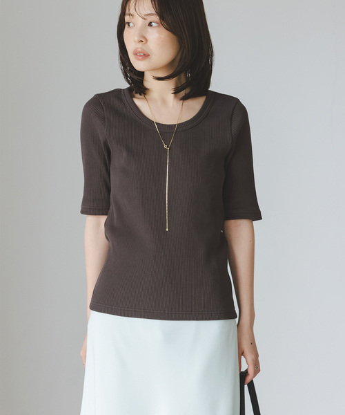 Noble(ノーブル)の「《追加》ULTIMAコットンラウンドネックT2(Tシャツ/カットソー・レディース・ブラック/ピンク/ホワイト・FREE)」の4枚目の写真