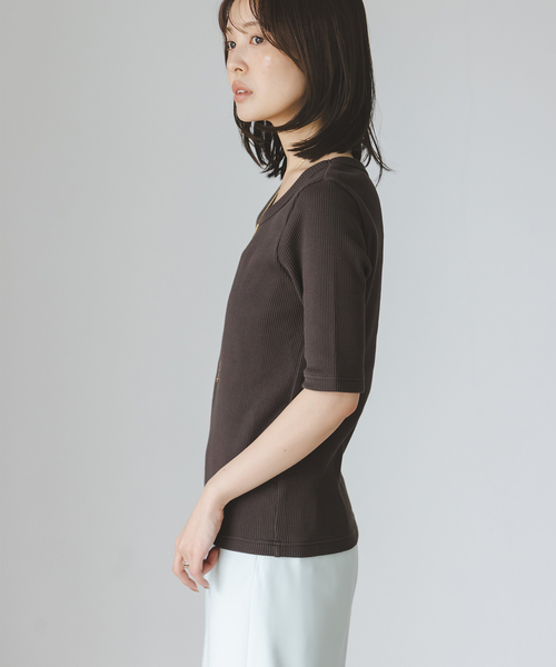 Noble(ノーブル)の「《追加》ULTIMAコットンラウンドネックT2(Tシャツ/カットソー・レディース・ブラック/ピンク/ホワイト・FREE)」の5枚目の写真