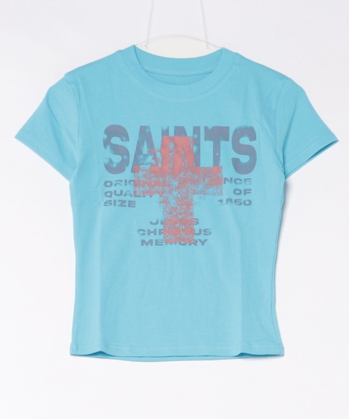 Lis ardent（リスアルダン）の「ヴィンテージ風ロゴプリントTシャツ / ピグメント加工コンパクト半袖トップス/ストリート（Tシャツ/カットソー・レディース・イエロー/ブラック/グリーン/ブルー/ホワイト・M）」の9枚目の写真