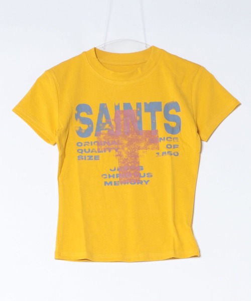Lis ardent（リスアルダン）の「ヴィンテージ風ロゴプリントTシャツ / ピグメント加工コンパクト半袖トップス/ストリート（Tシャツ/カットソー・レディース・イエロー/ブラック/グリーン/ブルー/ホワイト・M）」の8枚目の写真