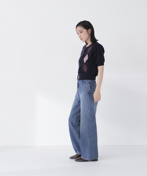 NATURAL BEAUTY BASIC(ナチュラルビューティーベーシック)の「アーガイルハーフスリーブカーディガン(カーディガン/ボレロ・レディース・ネイビー系/ホワイト系その他/グレー系その他・フリ-)」の21枚目の写真