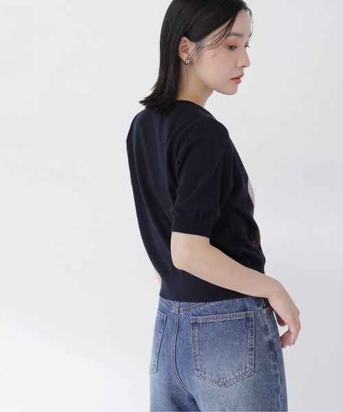 NATURAL BEAUTY BASIC(ナチュラルビューティーベーシック)の「アーガイルハーフスリーブカーディガン(カーディガン/ボレロ・レディース・ネイビー系/ホワイト系その他/グレー系その他・フリ-)」の22枚目の写真