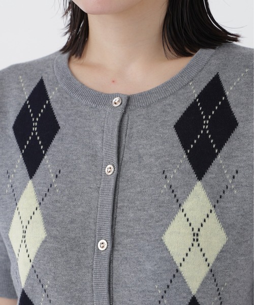 NATURAL BEAUTY BASIC(ナチュラルビューティーベーシック)の「アーガイルハーフスリーブカーディガン(カーディガン/ボレロ・レディース・ネイビー系/ホワイト系その他/グレー系その他・フリ-)」の13枚目の写真