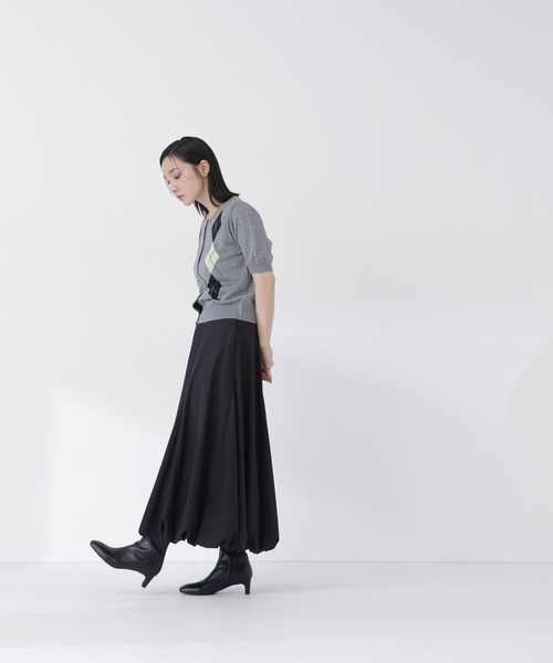 NATURAL BEAUTY BASIC(ナチュラルビューティーベーシック)の「アーガイルハーフスリーブカーディガン(カーディガン/ボレロ・レディース・ネイビー系/ホワイト系その他/グレー系その他・フリ-)」の4枚目の写真