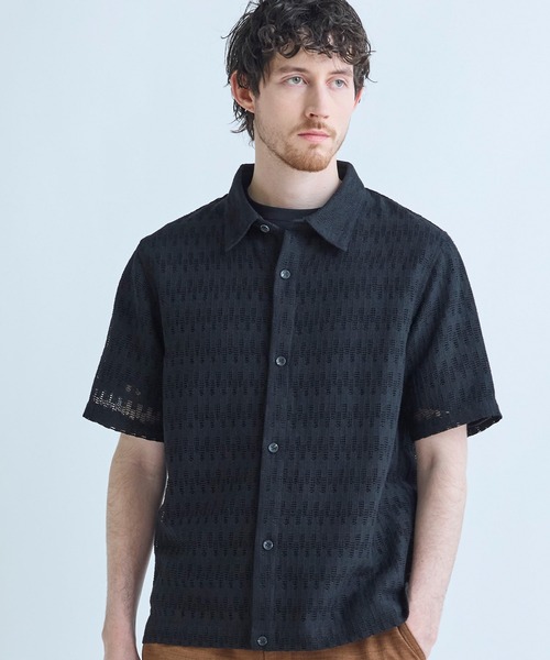 MEN'S BIGI（メンズビギ）の「シアージオメトリック半袖シャツ（Tシャツ/カットソー・メンズ・ブルー/ブラウン/ブラウン系その他・02/03）」の2枚目の写真
