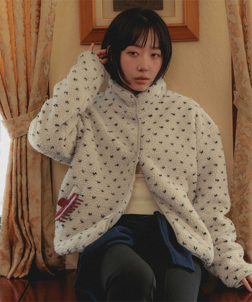miette（ミエット）の「アソート柄ボアブルゾン（ブルゾン・レディース・ホワイト系その他/ブラウン/アイボリー/チャコール・FREE）」の5枚目の写真