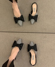 almo（アルモ）の「HALEY PESCA/【全4柄】 ビッグリボン ポインテッドトゥ ミュールヒールパンプス（パンプス）」