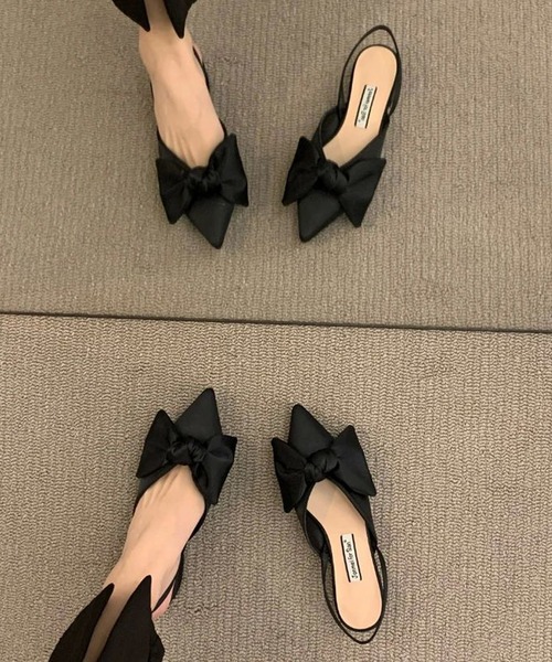 HALEY PESCA（ヘーリーペスカ）の「HALEY PESCA/【全4柄】 ビッグリボン ポインテッドトゥ ミュールヒールパンプス（パンプス・レディース・ブラック/ブラック系その他/ブラック系その他2/ブラック系その他3・40/38/36）」の6枚目の写真