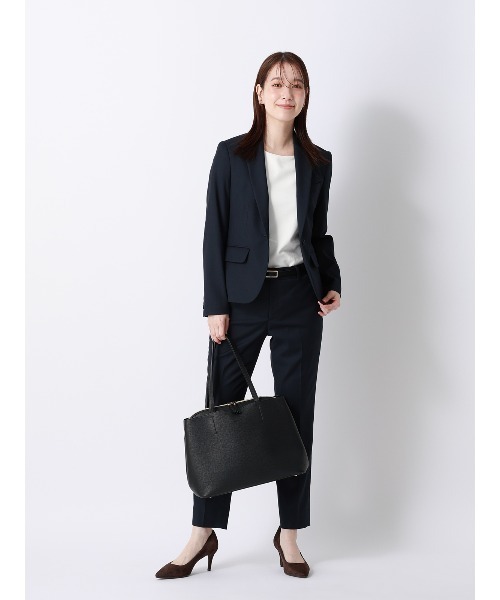 SUIT SQUARE(スーツスクエア)の「ボートネックプルオーバー/7分袖/ウォッシャブル/接触冷感/UVカット/透け防止/TCポンチ/無地(シャツ/ブラウス・レディース・ブラック/ホワイト・36/40/38)」の8枚目の写真