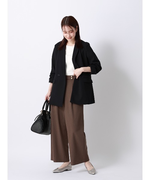 SUIT SQUARE(スーツスクエア)の「ボートネックプルオーバー/7分袖/ウォッシャブル/接触冷感/UVカット/透け防止/TCポンチ/無地(シャツ/ブラウス・レディース・ブラック/ホワイト・36/40/38)」の9枚目の写真