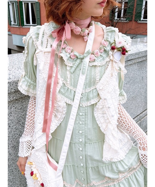 PINK HOUSE(ピンクハウス)の「フリル使いローンベスト(ベスト・レディース・アイボリー/ブラック/ベージュ/ミント・フリー)」の8枚目の写真