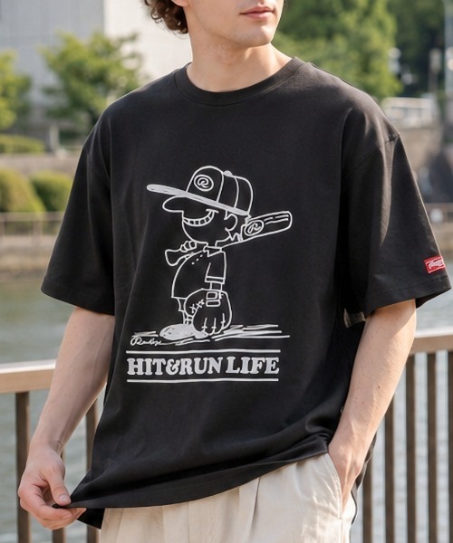 Rawlings(ローリングス)の「【Rawlings/ローリングス】BASEBALL BOY T /クルーネックTシャツ HIT&RUN LIFEロゴプリント(Tシャツ/カットソー・レディース・ホワイト/ブラック・MEDIUM/X-LARGE/LARGE)」の2枚目の写真