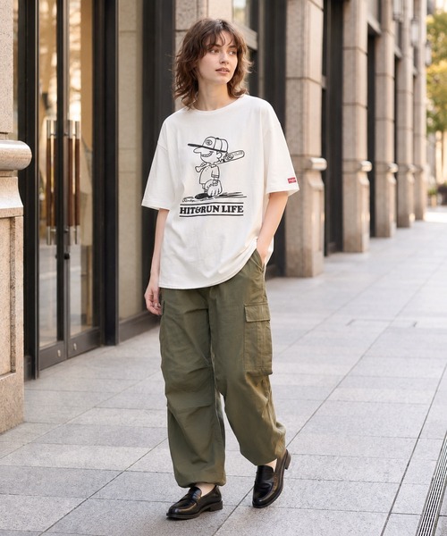 Rawlings(ローリングス)の「【Rawlings/ローリングス】BASEBALL BOY T /クルーネックTシャツ HIT&RUN LIFEロゴプリント(Tシャツ/カットソー・レディース・ホワイト/ブラック・MEDIUM/X-LARGE/LARGE)」の3枚目の写真
