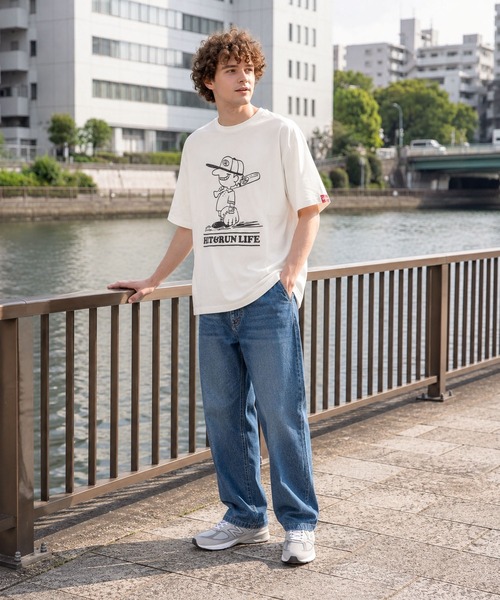 Rawlings(ローリングス)の「【Rawlings/ローリングス】BASEBALL BOY T /クルーネックTシャツ HIT&RUN LIFEロゴプリント(Tシャツ/カットソー・レディース・ホワイト/ブラック・MEDIUM/X-LARGE/LARGE)」の4枚目の写真