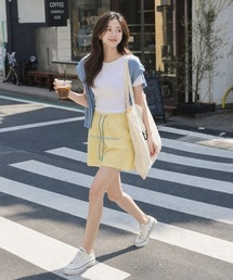 【KONVINI select】ロゴ入り ミニスカートスカパン キュロット ナイロンスカート 韓国ファッション Y2K スポーツミックスカラーコーデ