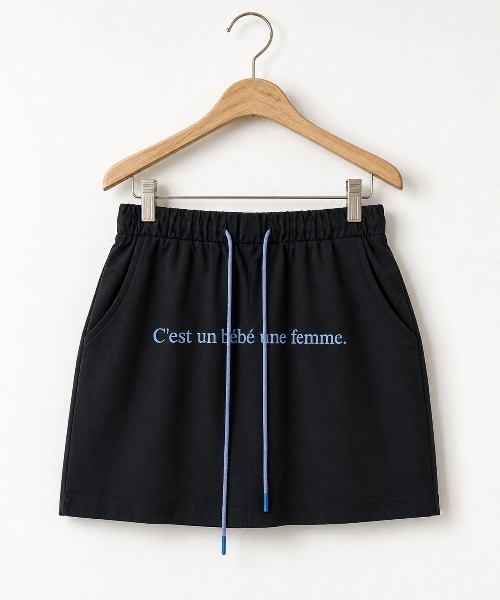 KONVINI（コンビニ）の「【KONVINI select】ロゴ入り ミニスカートスカパン　キュロット ナイロンスカート 韓国ファッション Y2K スポーツミックスカラーコーデ（スカート・レディース・ブラック/ピンク/イエロー・FREE）」の5枚目の写真